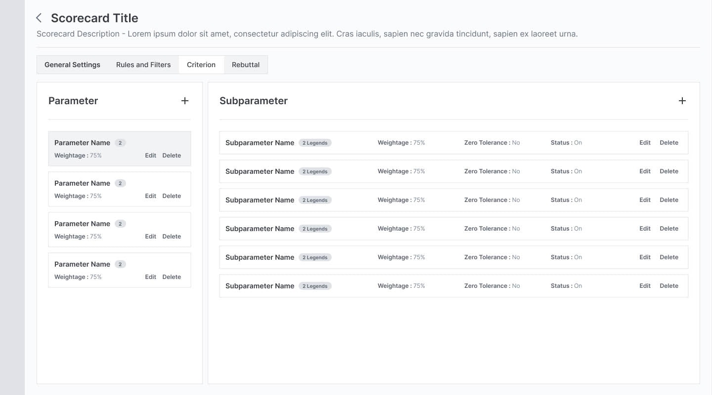 Wireframe — scorecard configuration 2