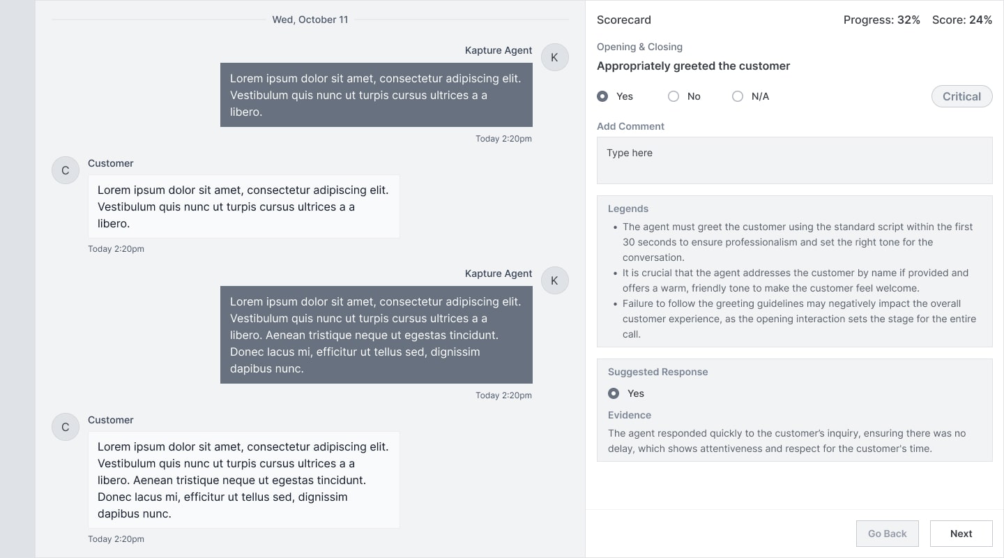 Wireframe — Scoring interface