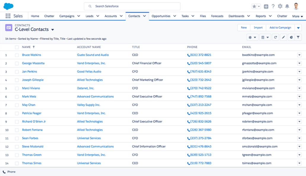 Screenshot of Salesforce's CRM interface